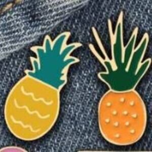 2 Piece Set Orange and Yellow Pineapple Pin Brooch